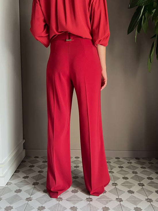 Pantalone in crepe fluido velvet red