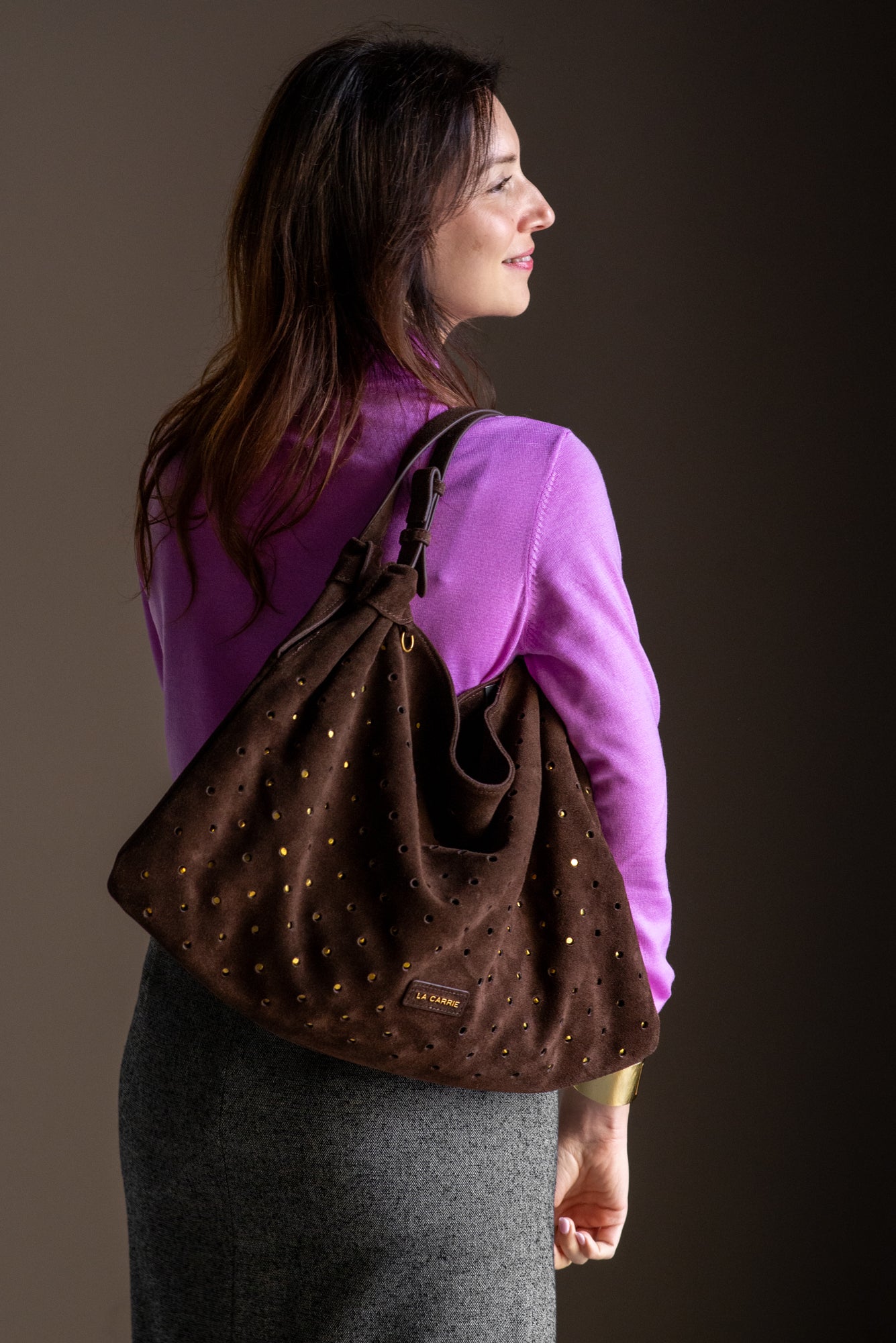 Borsa a sacca La Carrie in Camoscio