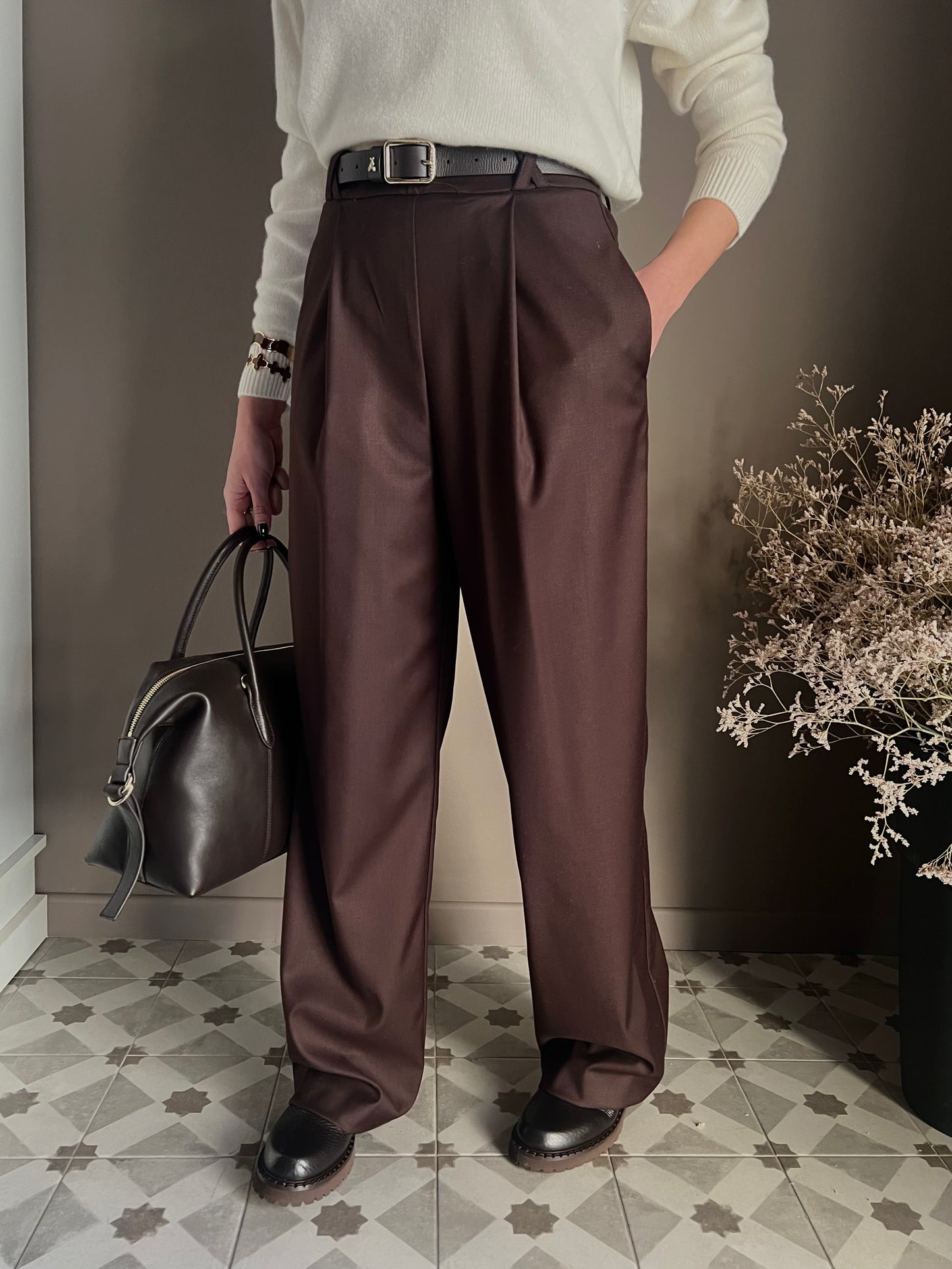 Pantalone a palazzo city chic fondente