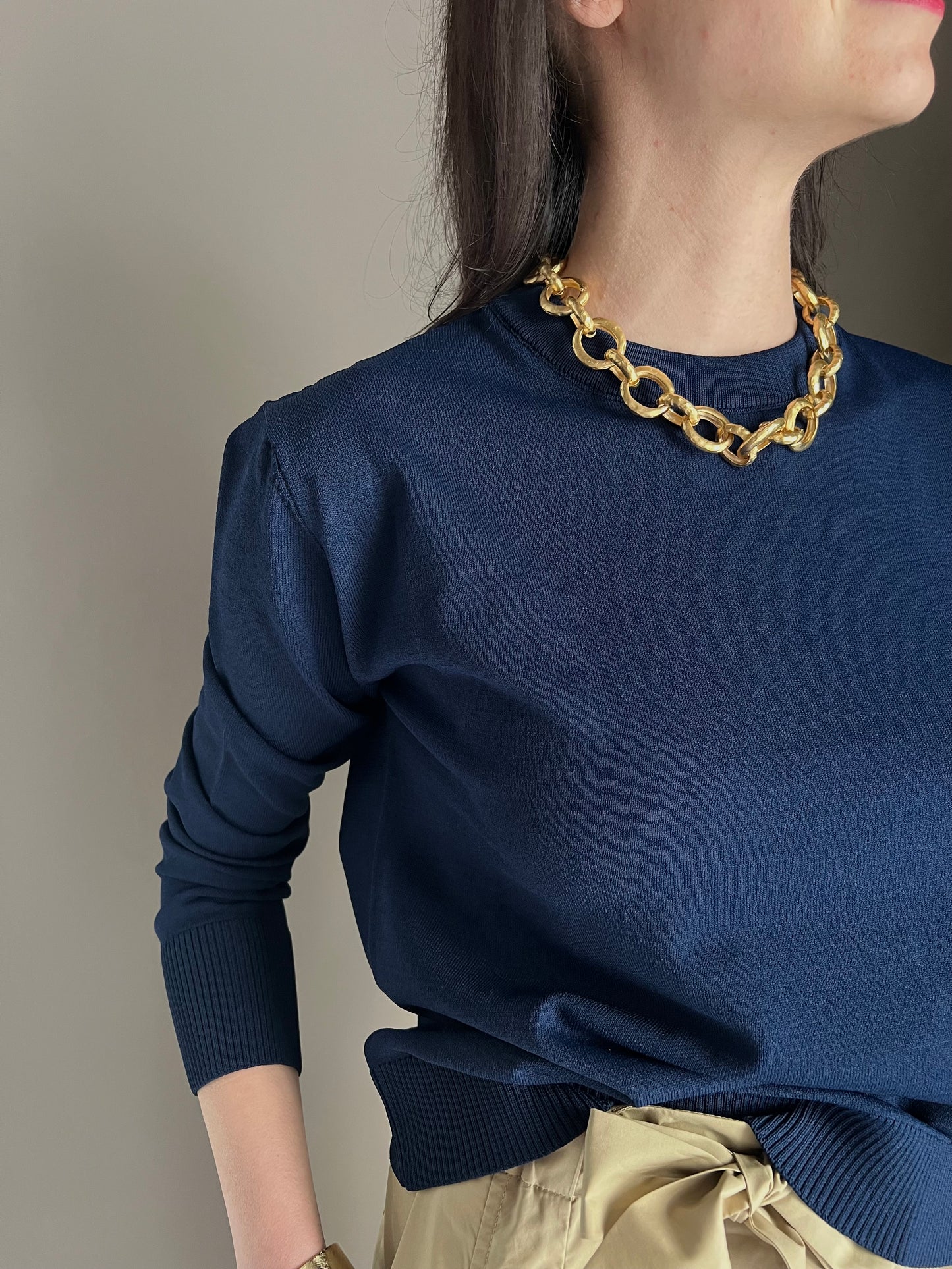 Maglia in viscosa manica lunga blu