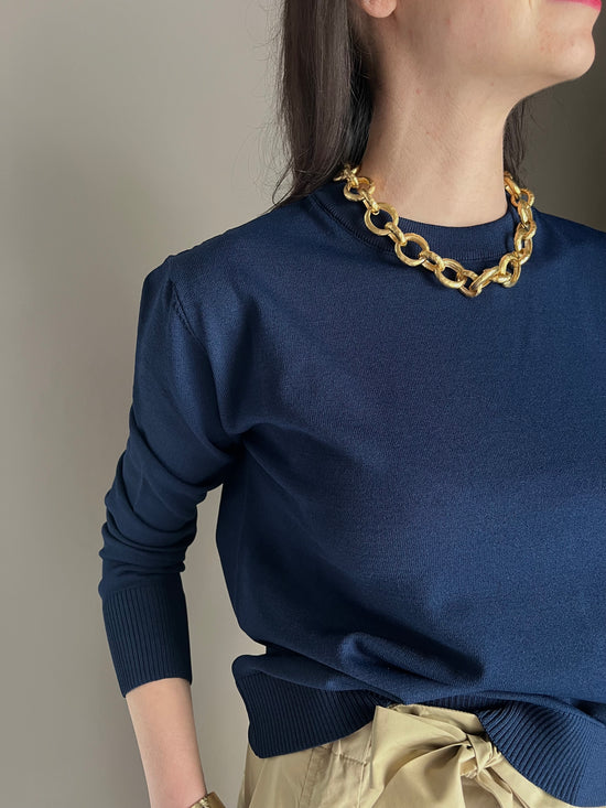Maglia in viscosa manica lunga blu