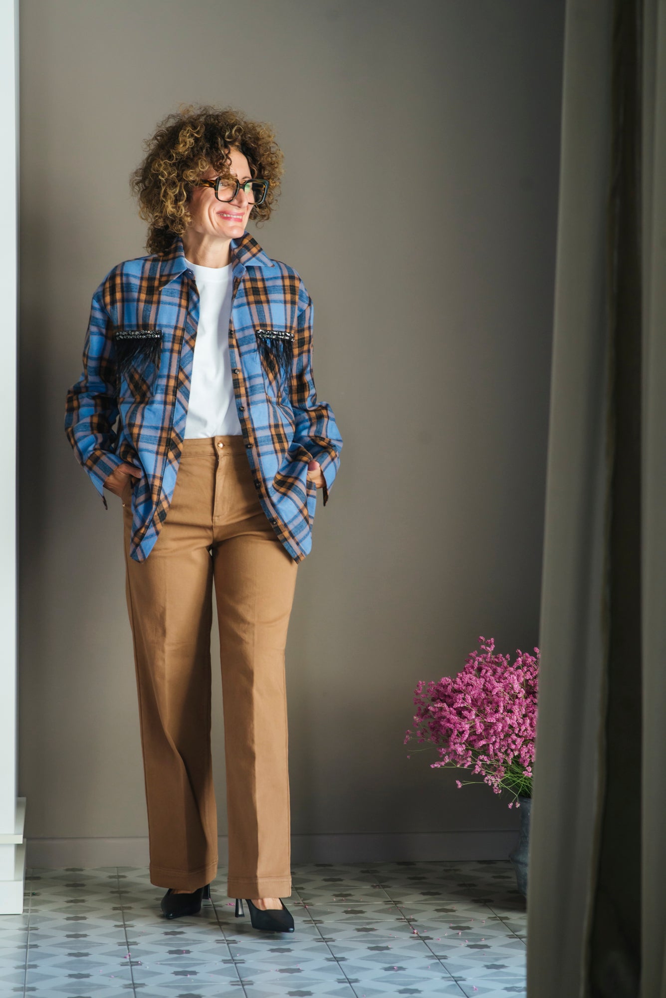 Camicia tartan over con dettagli