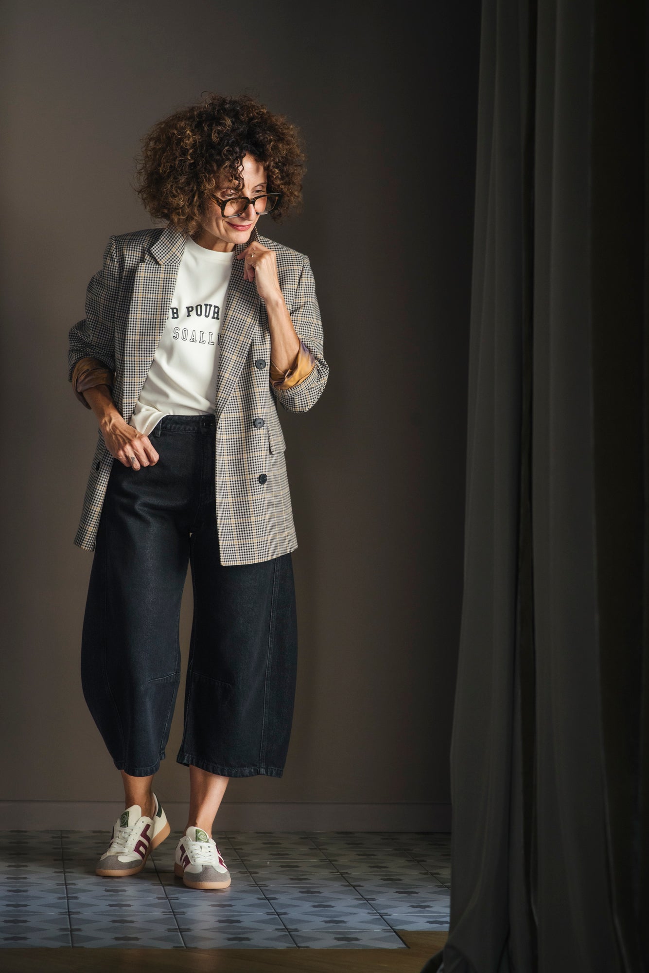 Pantalone denim cropped nero