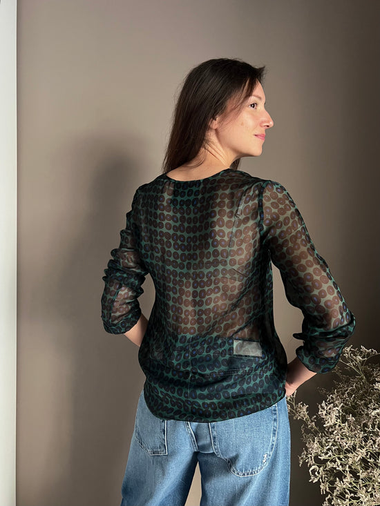 Camicia in viscosa e seta a pois