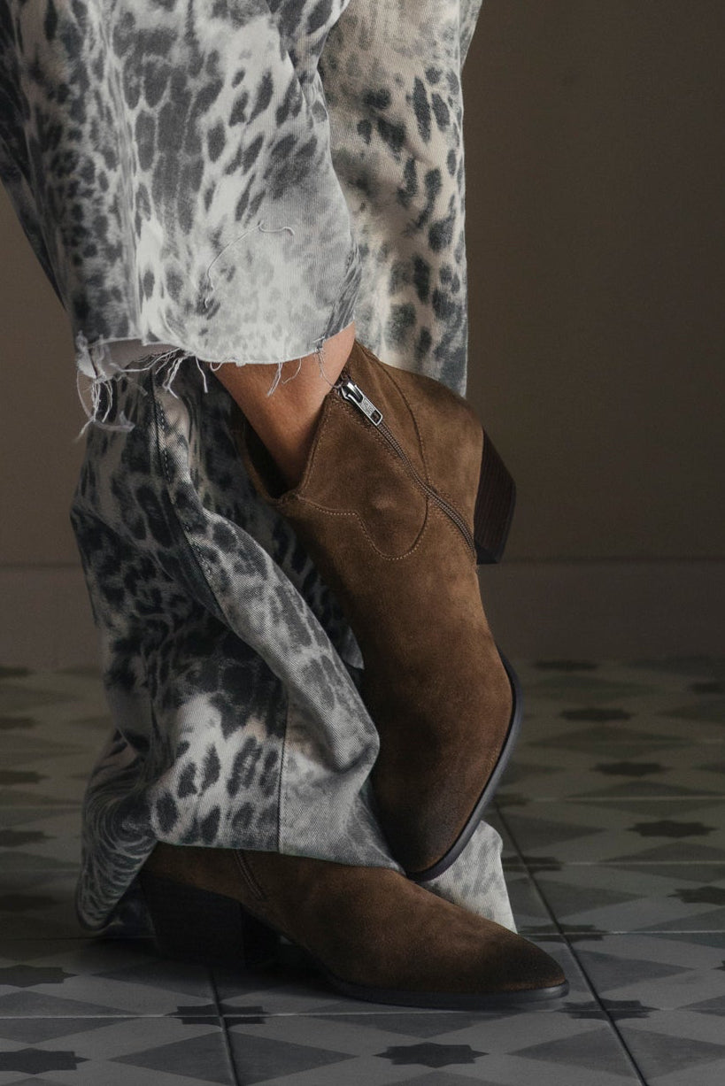 Stivaletto texano suede Mink