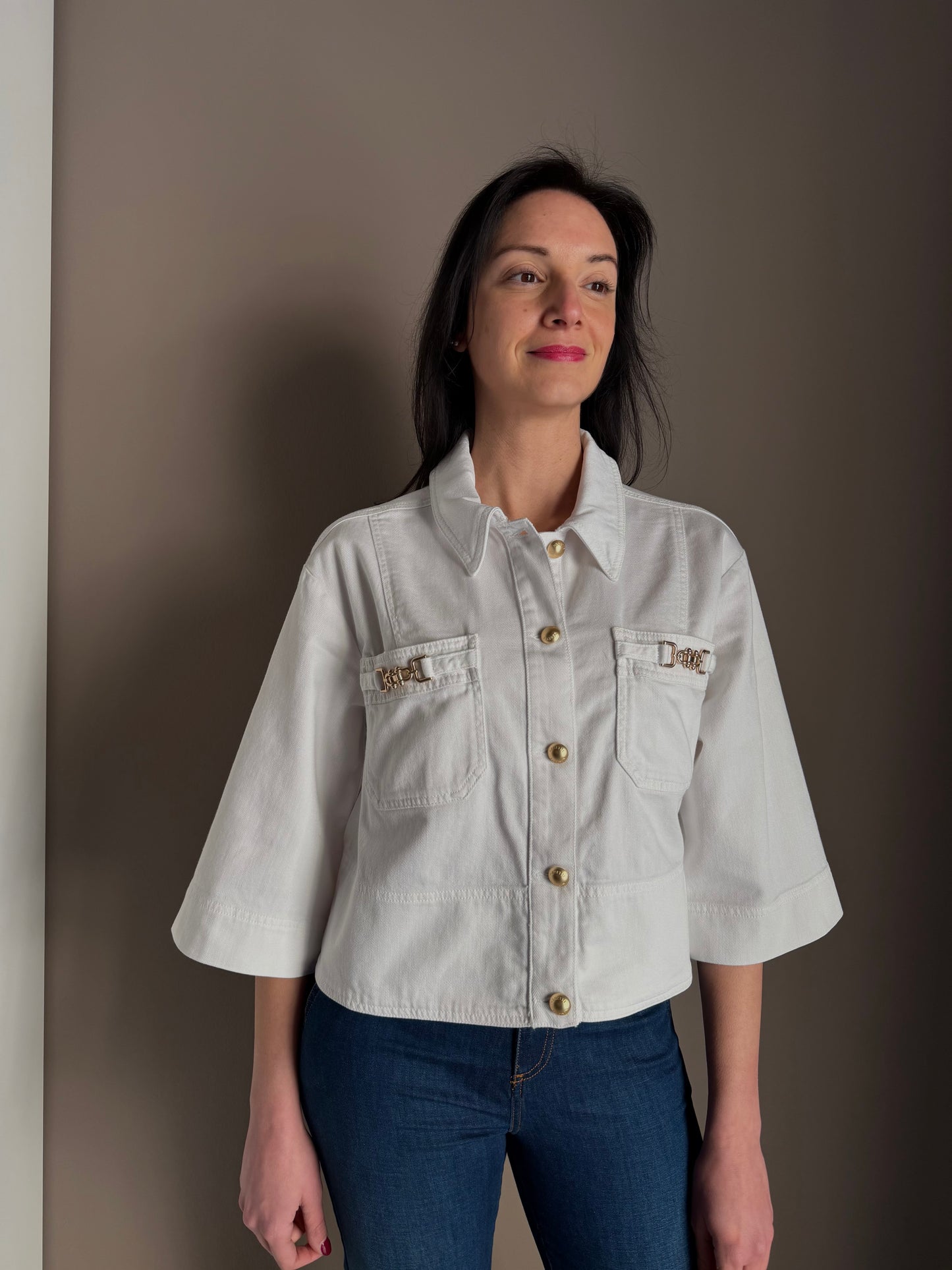 Giacca in denim con dettagli gold