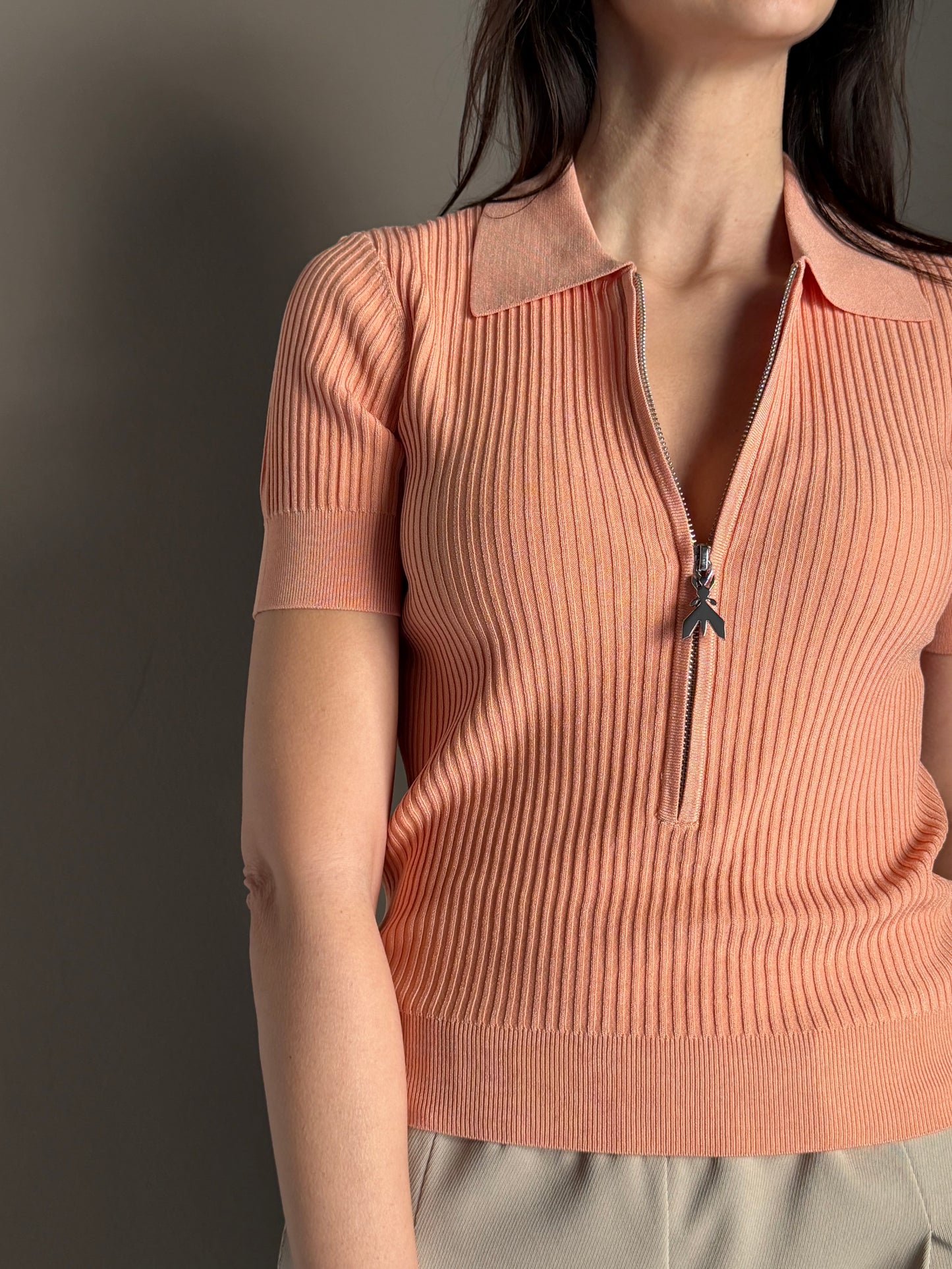 Polo in maglia a costine