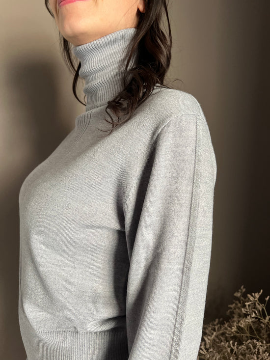 Maglia collo alto in 100% lana Mistery Grey