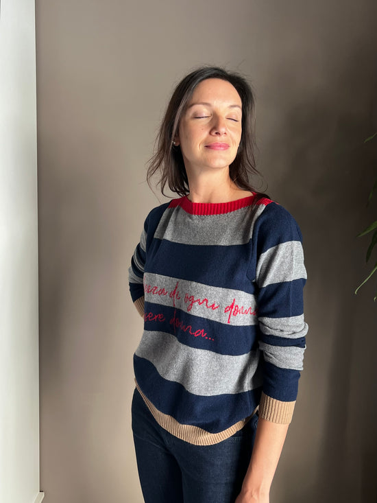 Maglioncino a righe in lana e cashmere