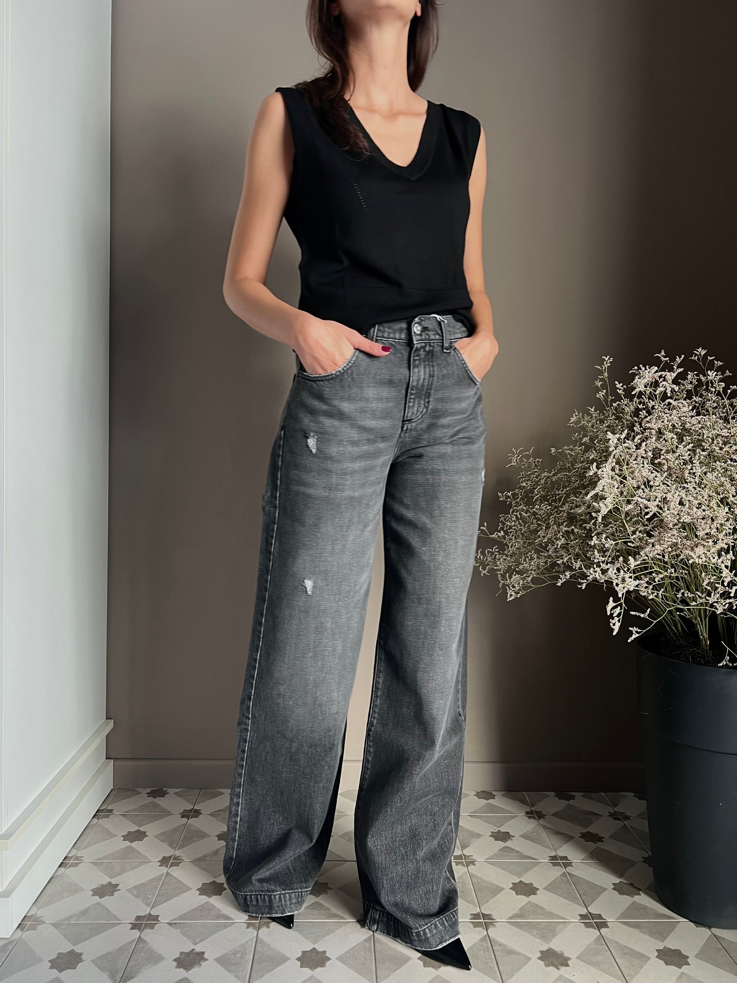 Pantalone denim Noumeno Concept gamba larga