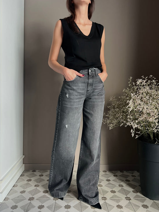 Pantalone denim Noumeno Concept gamba larga
