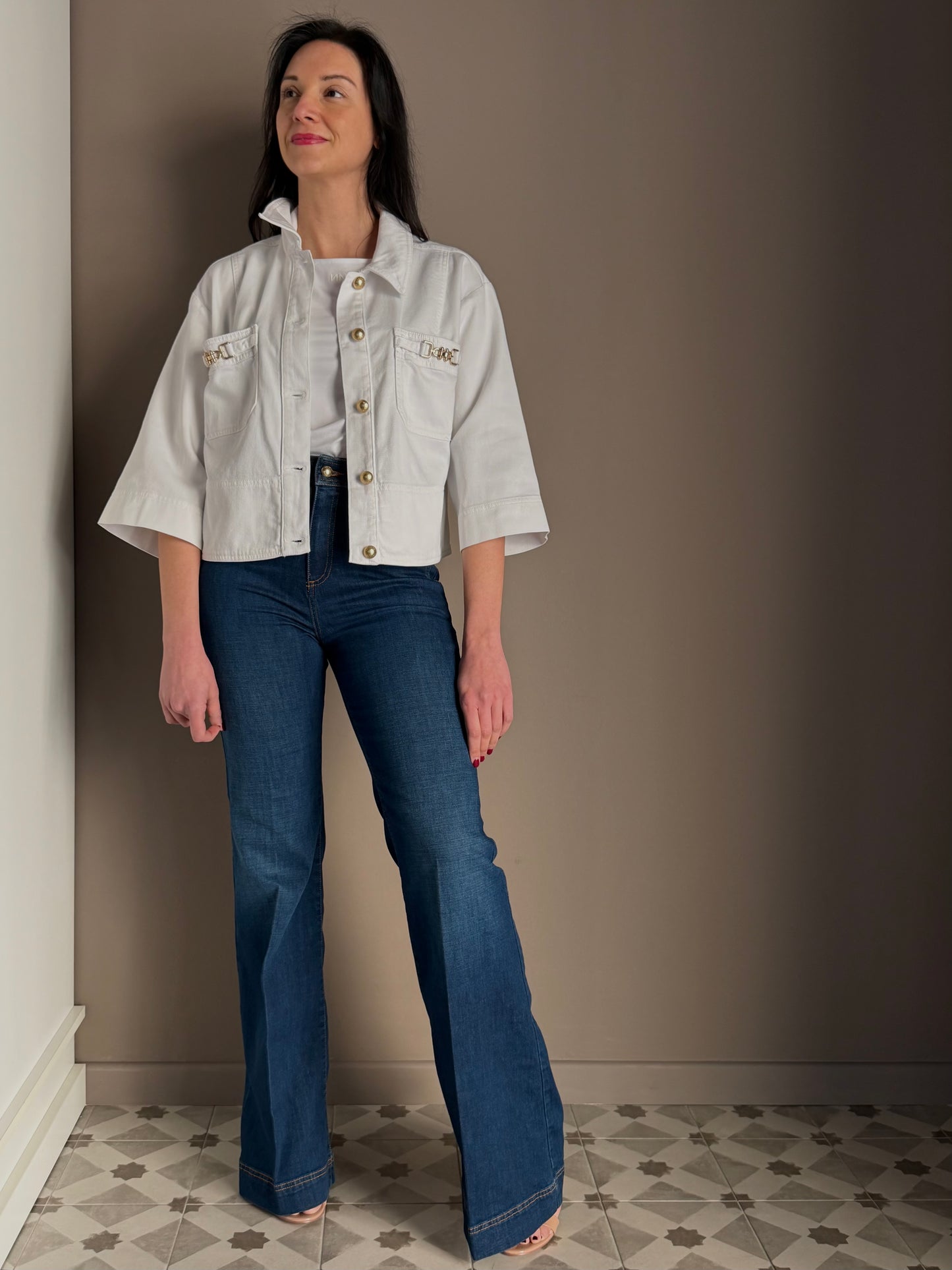 Giacca in denim con dettagli gold