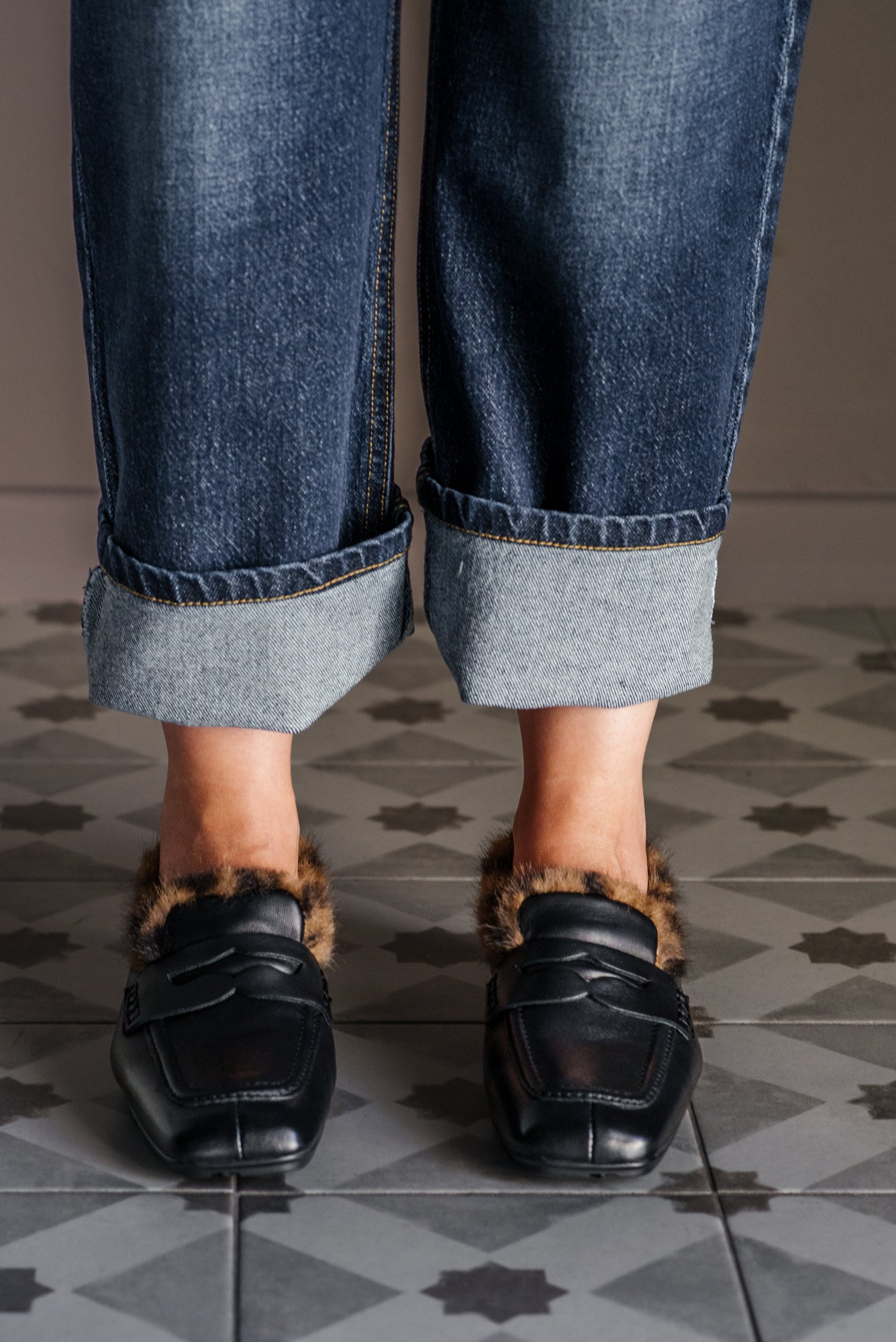 Mocassino Ash in Pelle con Interno Leopardato