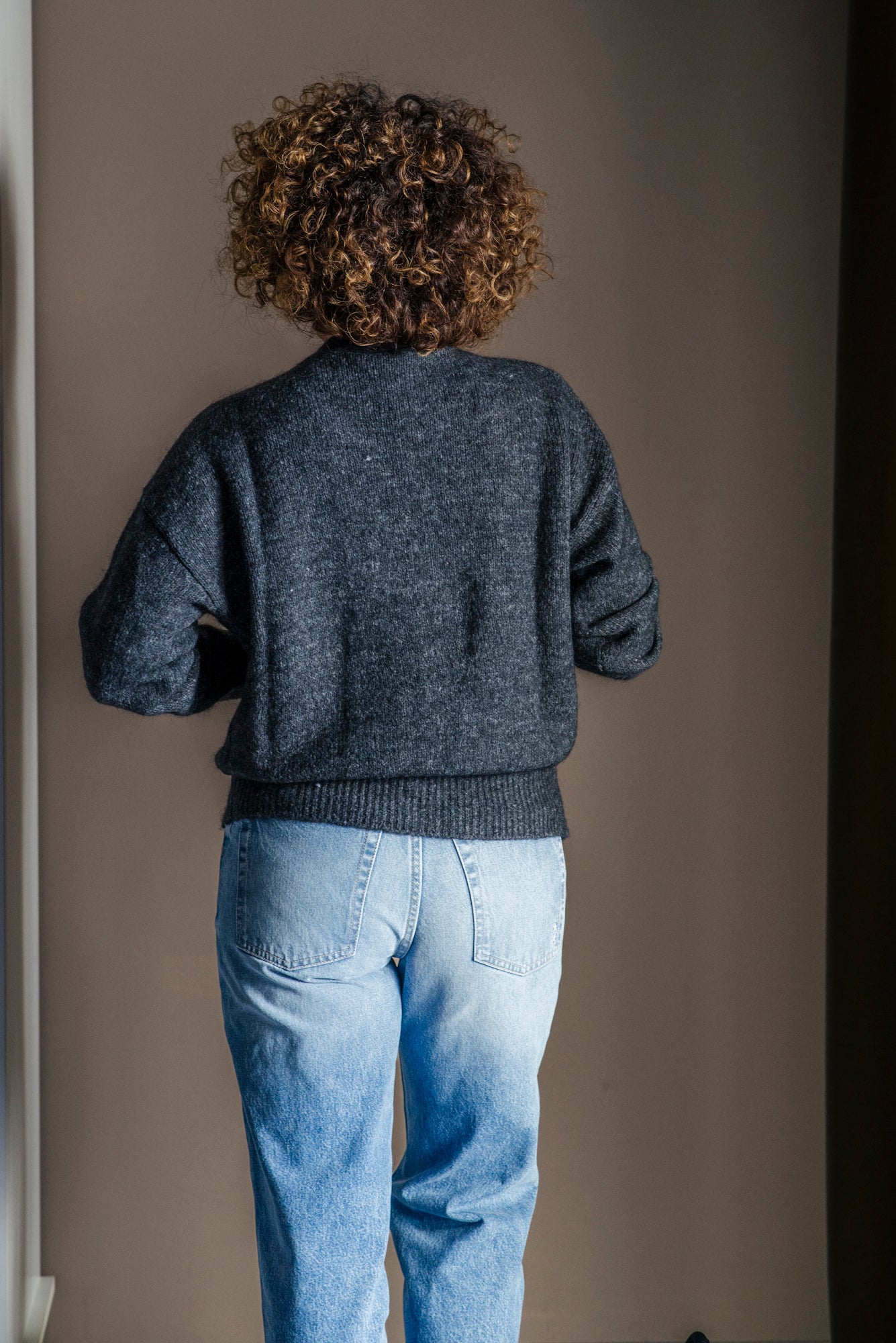 Cardigan in misto alpaca grigio antracite