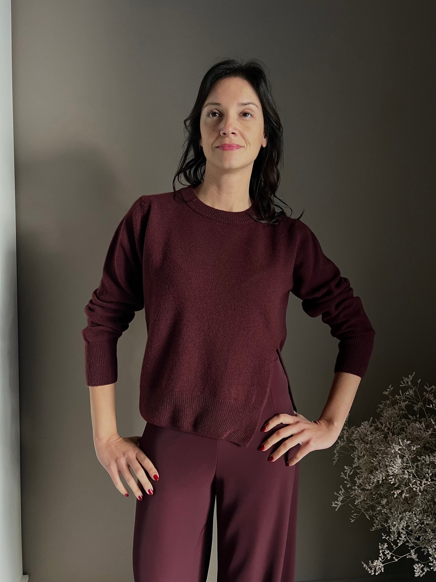 Maglia girocollo in lana merinos