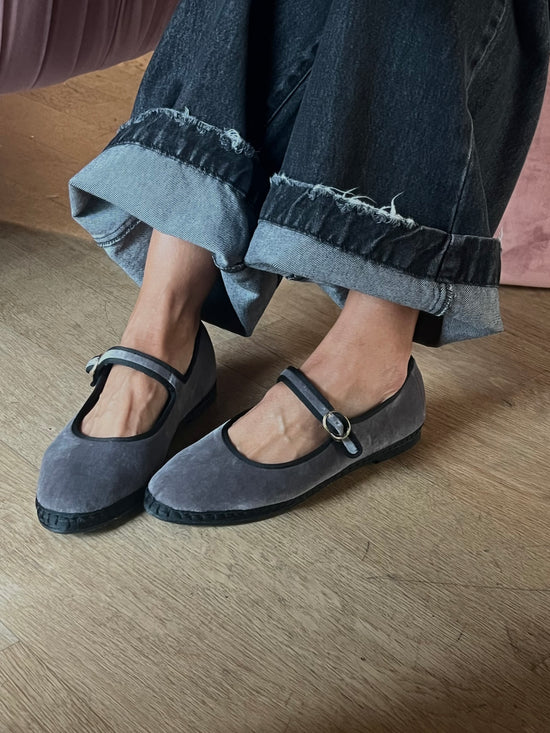 Mary Jane in velluto Grigio