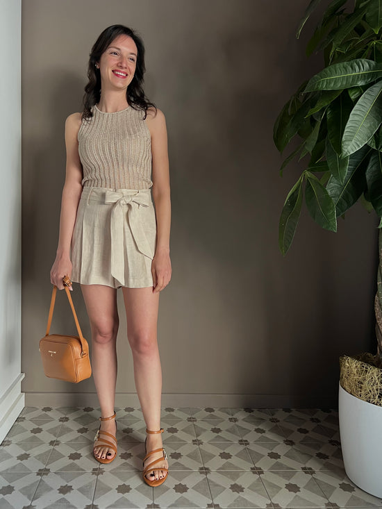 Shorts in lino beige