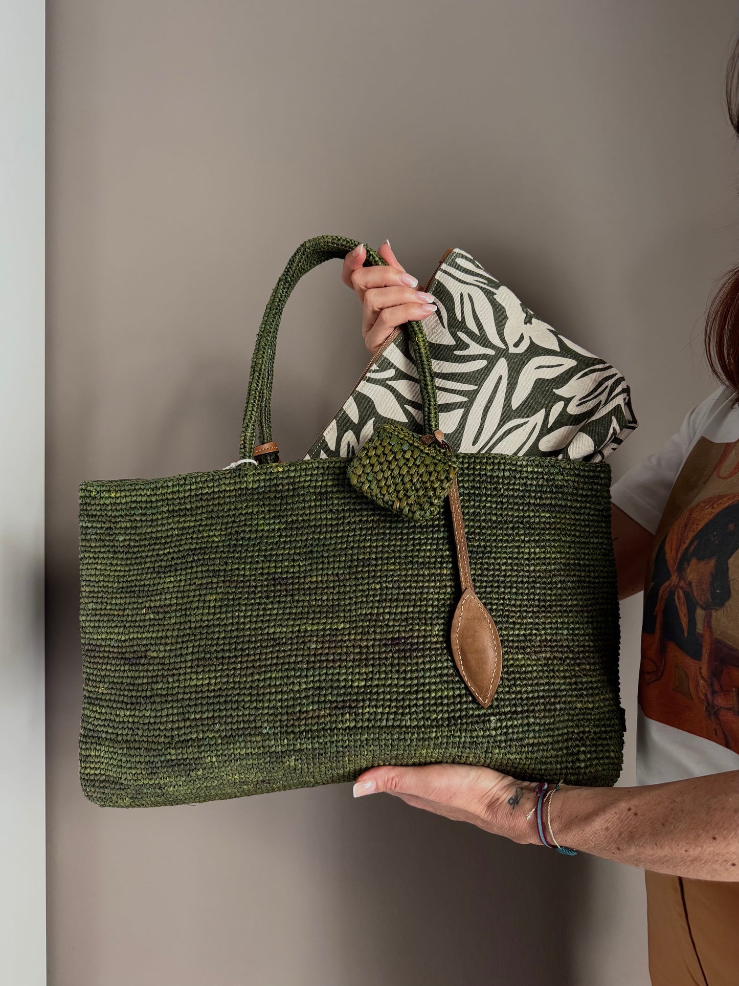 Borsa in rafia Alma Oliva