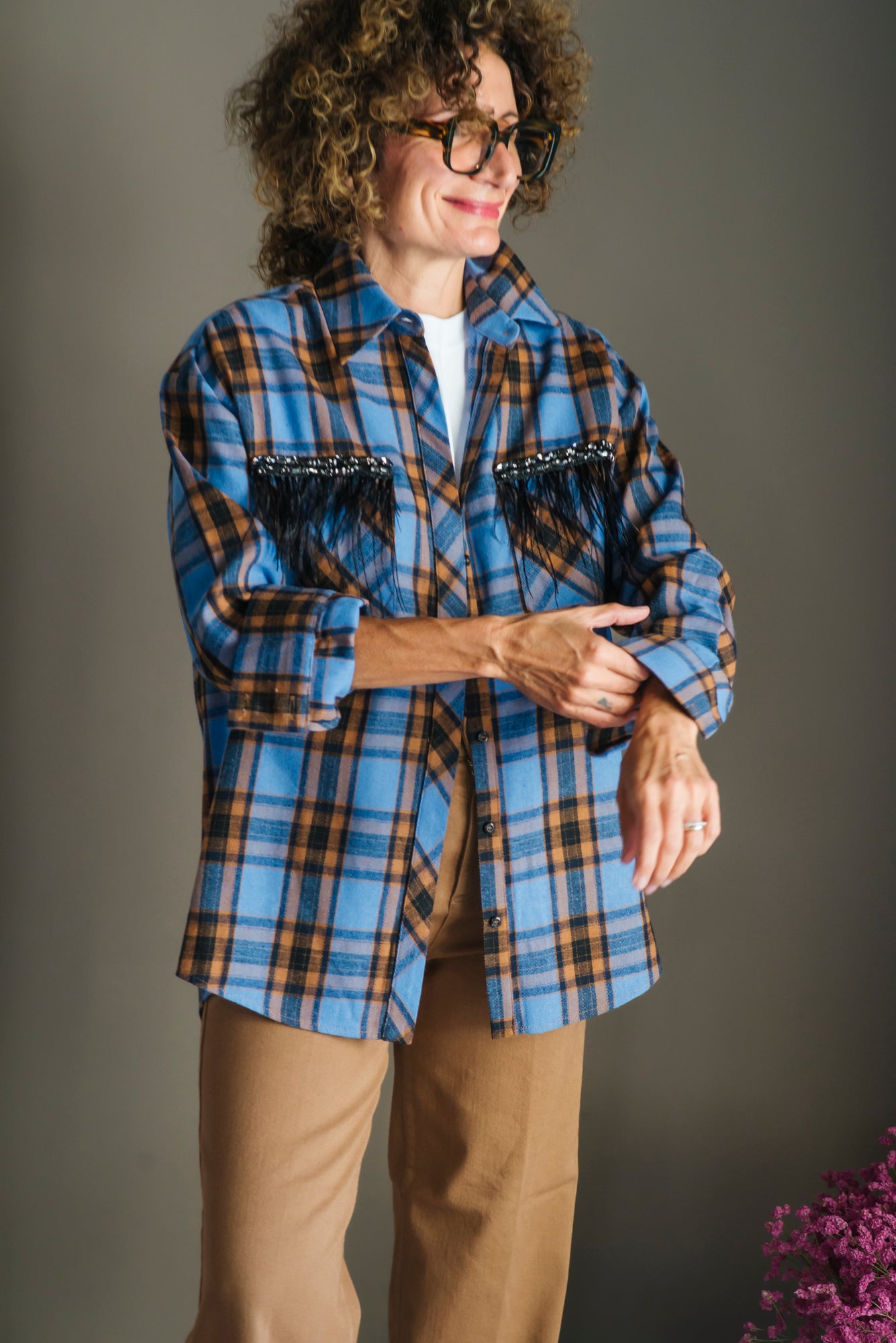 Camicia tartan over con dettagli