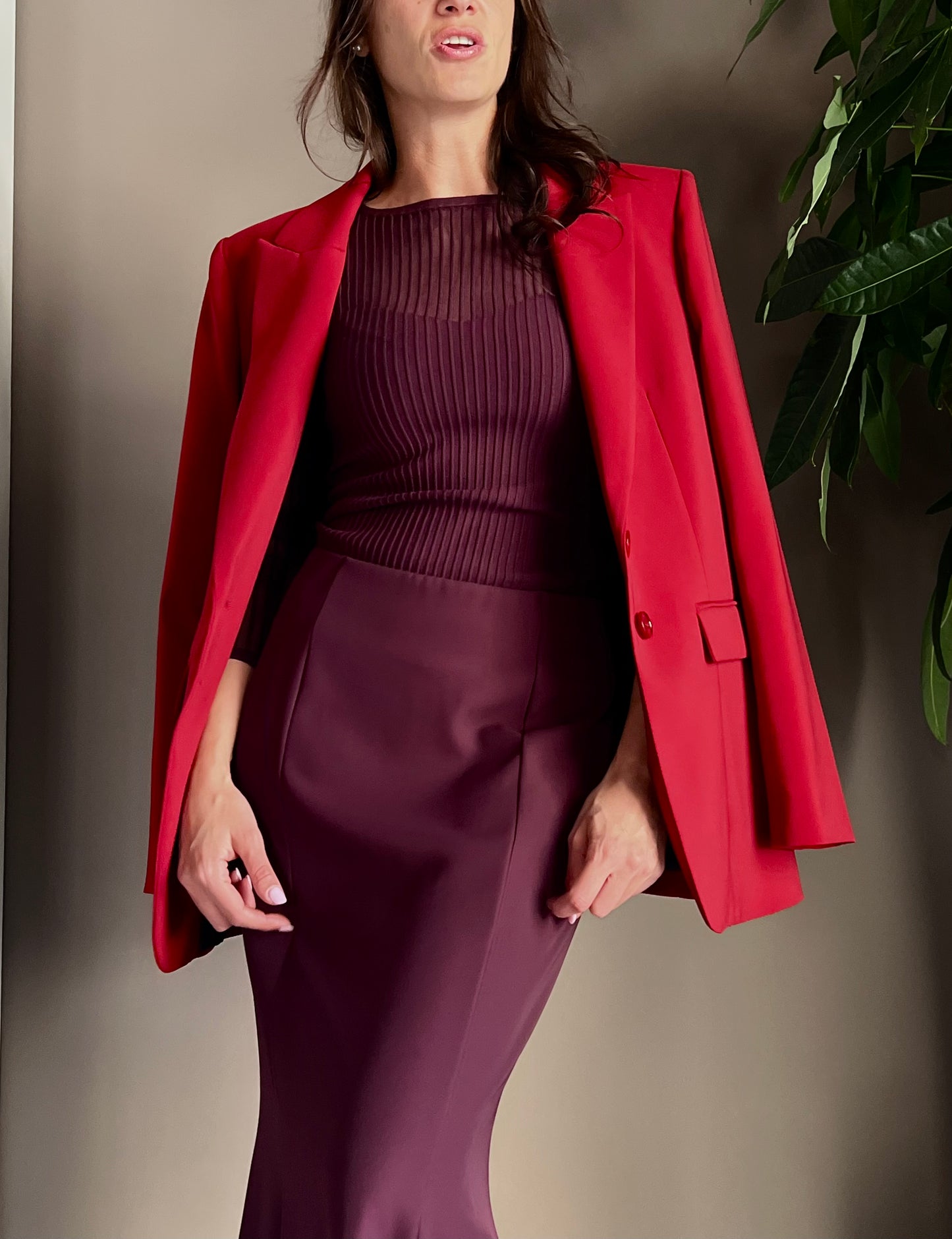 Maglia a costine trasparente purple