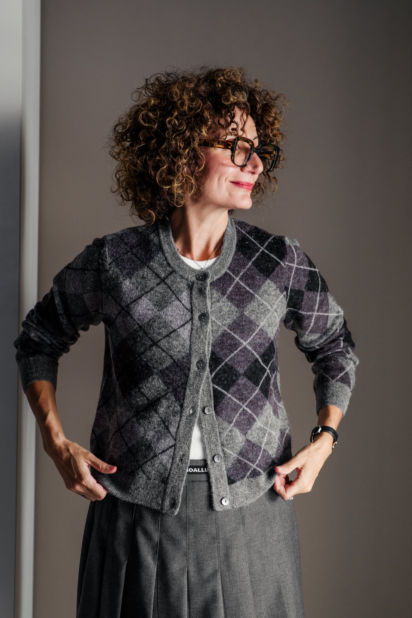 Cardigan Argyle grigio Alessia Santi