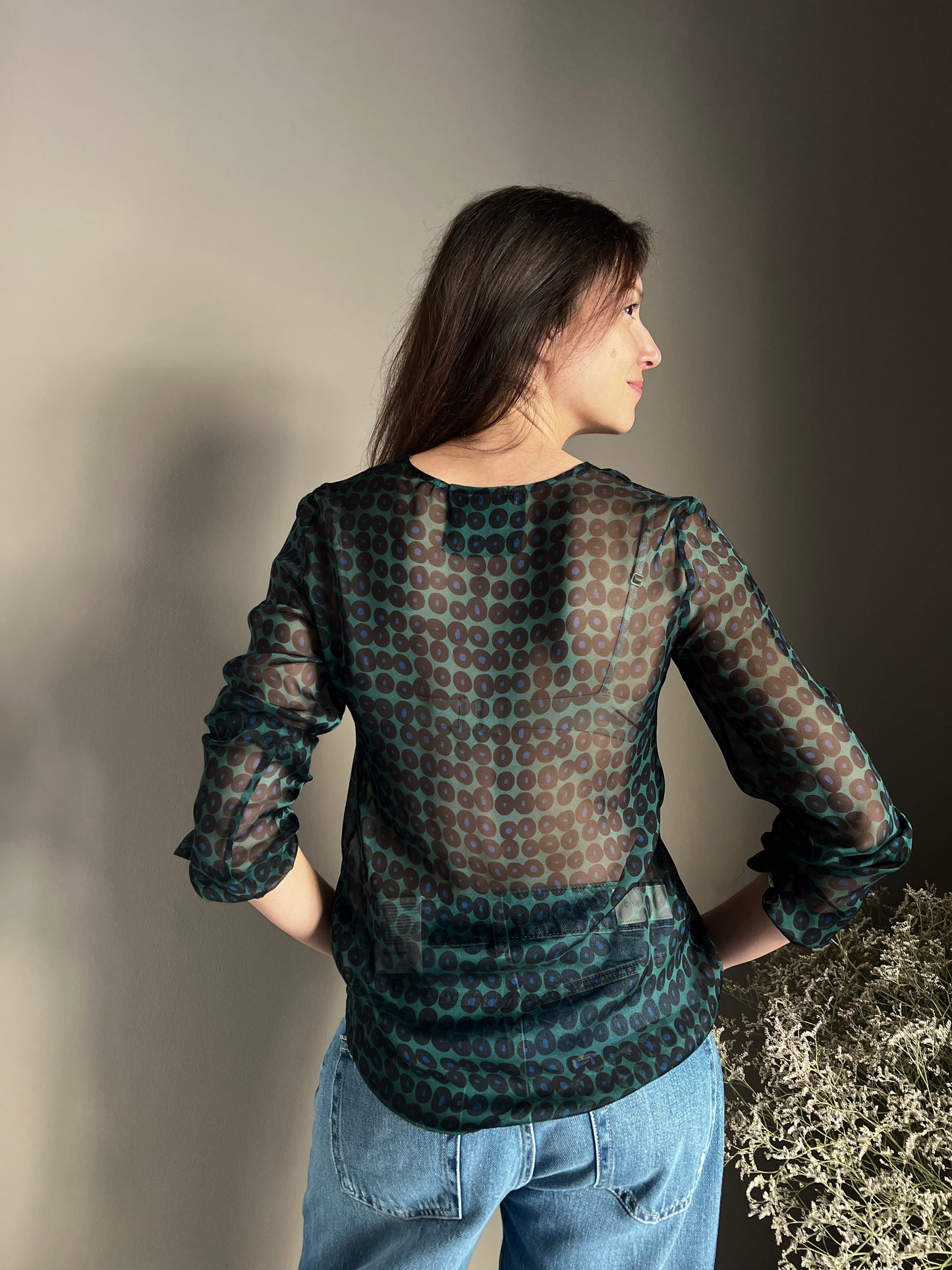 Camicia in viscosa e seta a pois