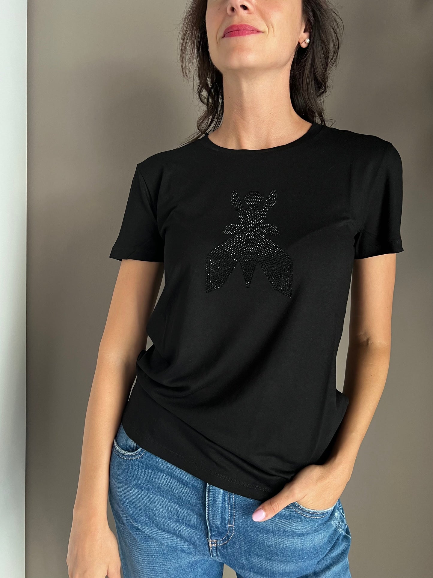 T-shirt in viscosa Patrizia Pepe nera