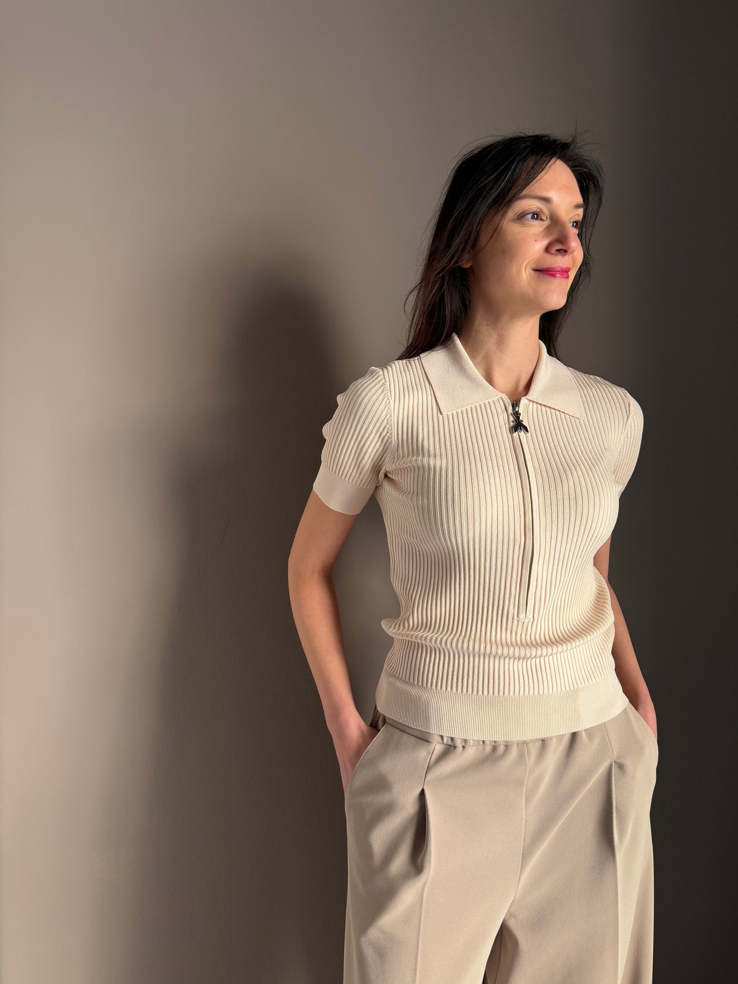 Polo in maglia a costine