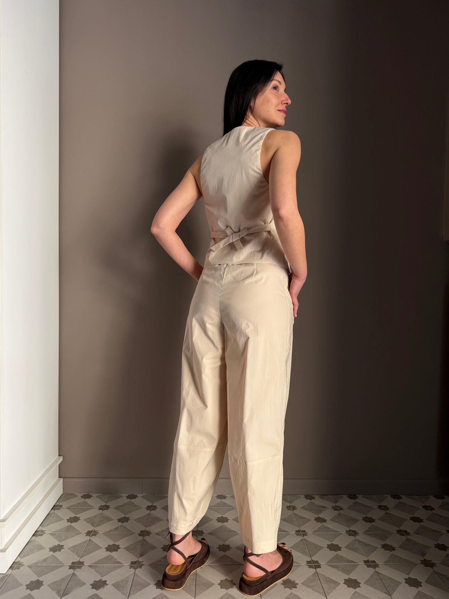 Pantalone “Balloon” Cotone beige