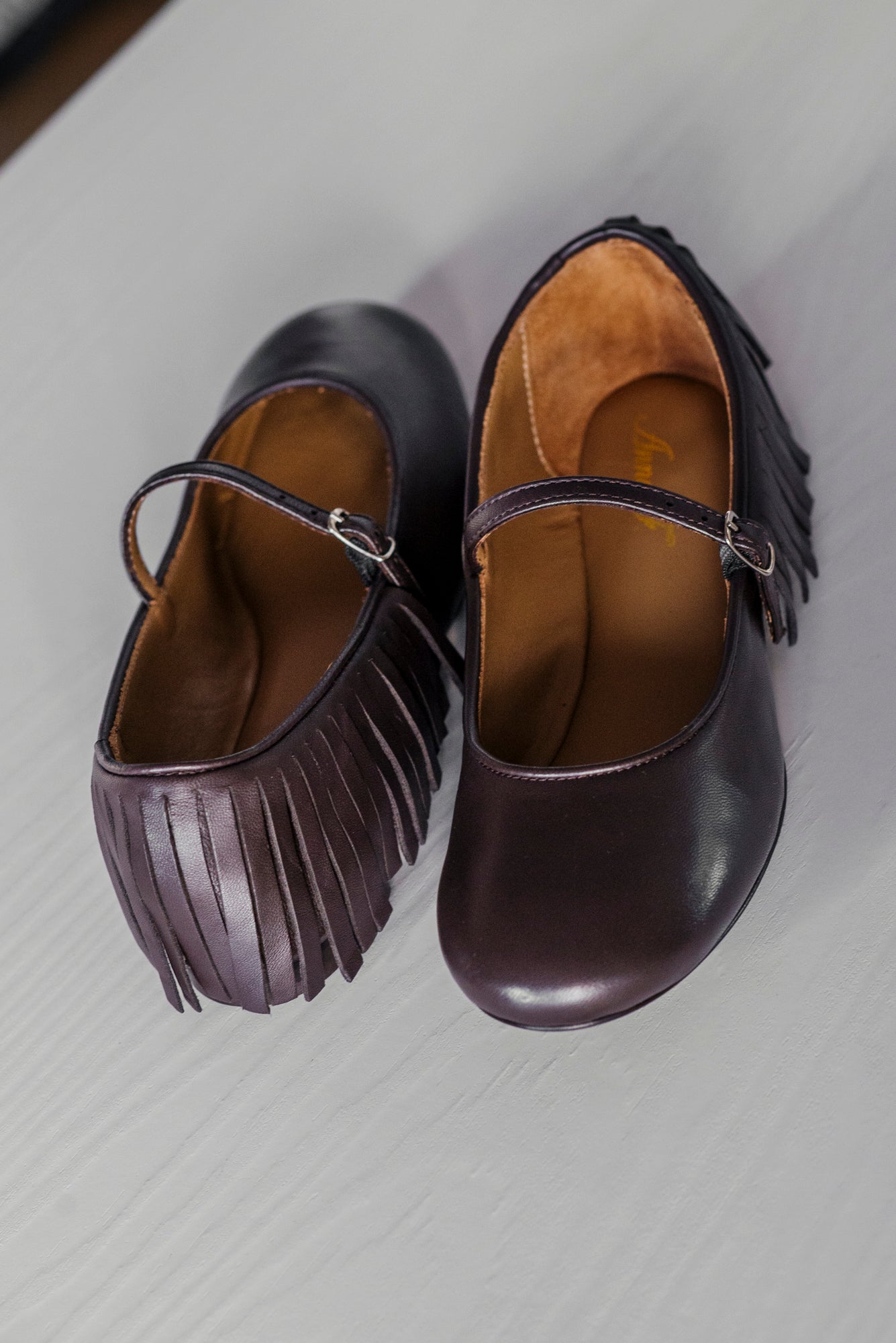 Scarpa Mary Jane in nappa con frangetta Moro