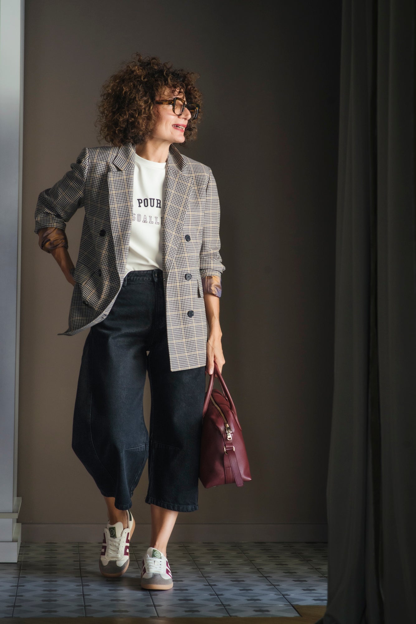 Pantalone denim cropped nero