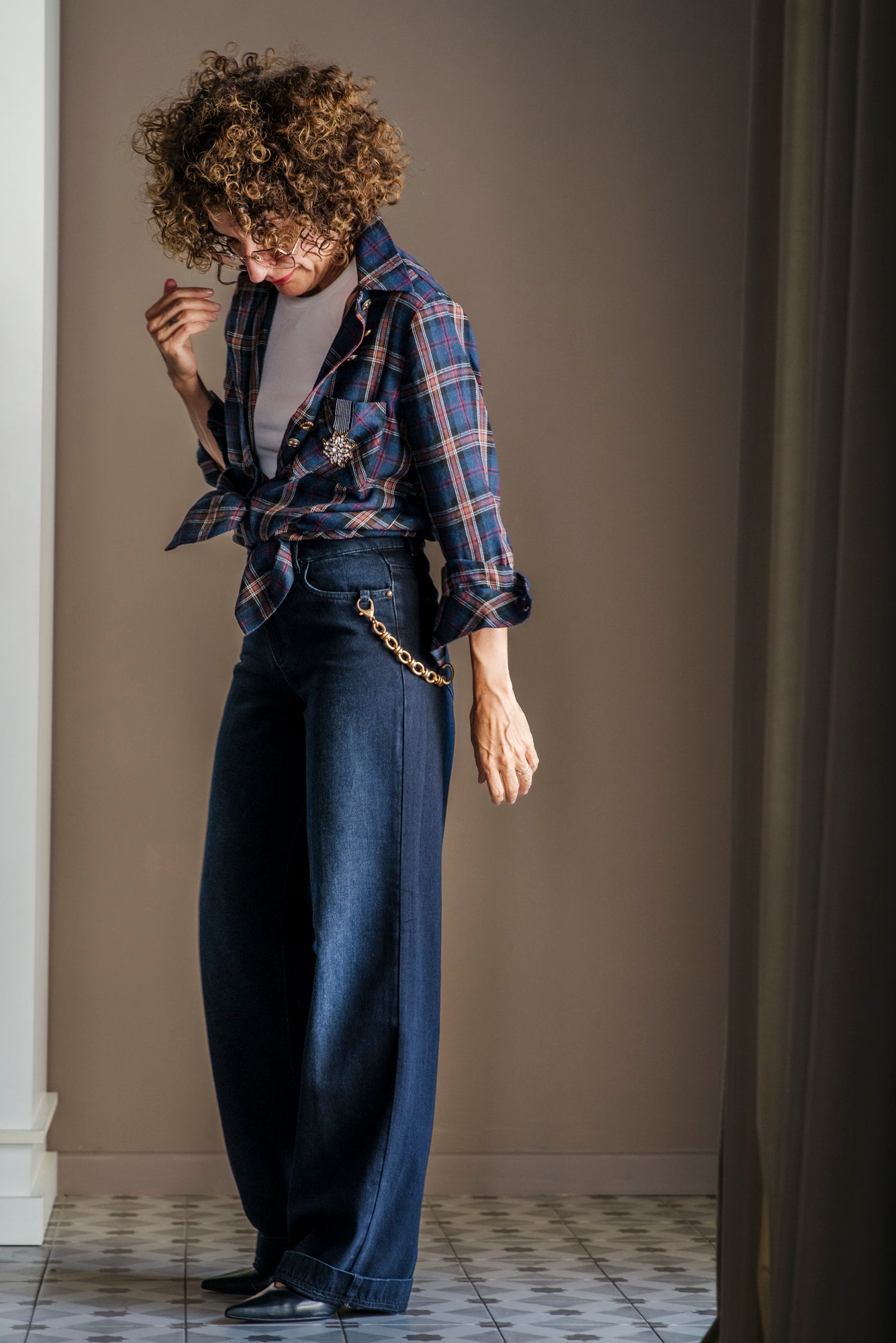 Pantalone denim Nenette blu notte