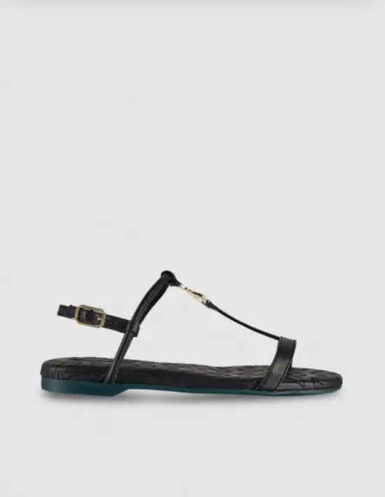 Sandalo flat in pelle nero