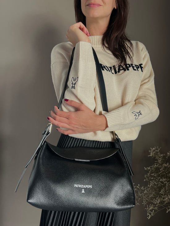 Borsa a tracolla Never Complete in pelle nera
