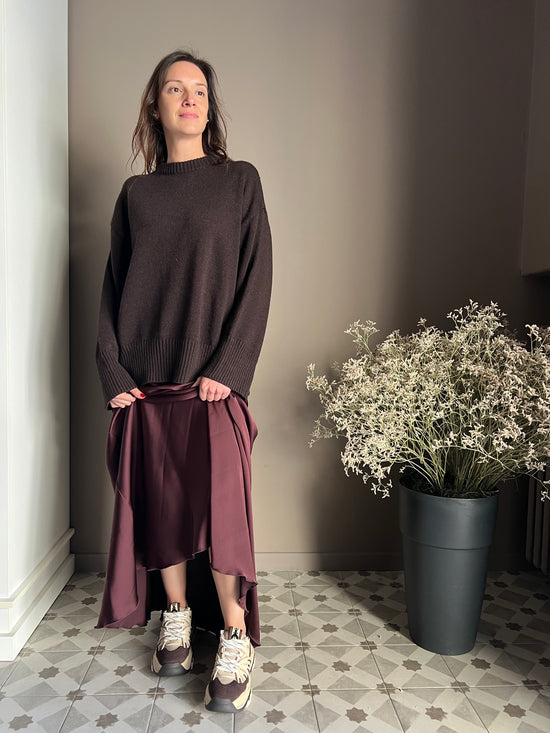 Maglia oversize girocollo Fondente