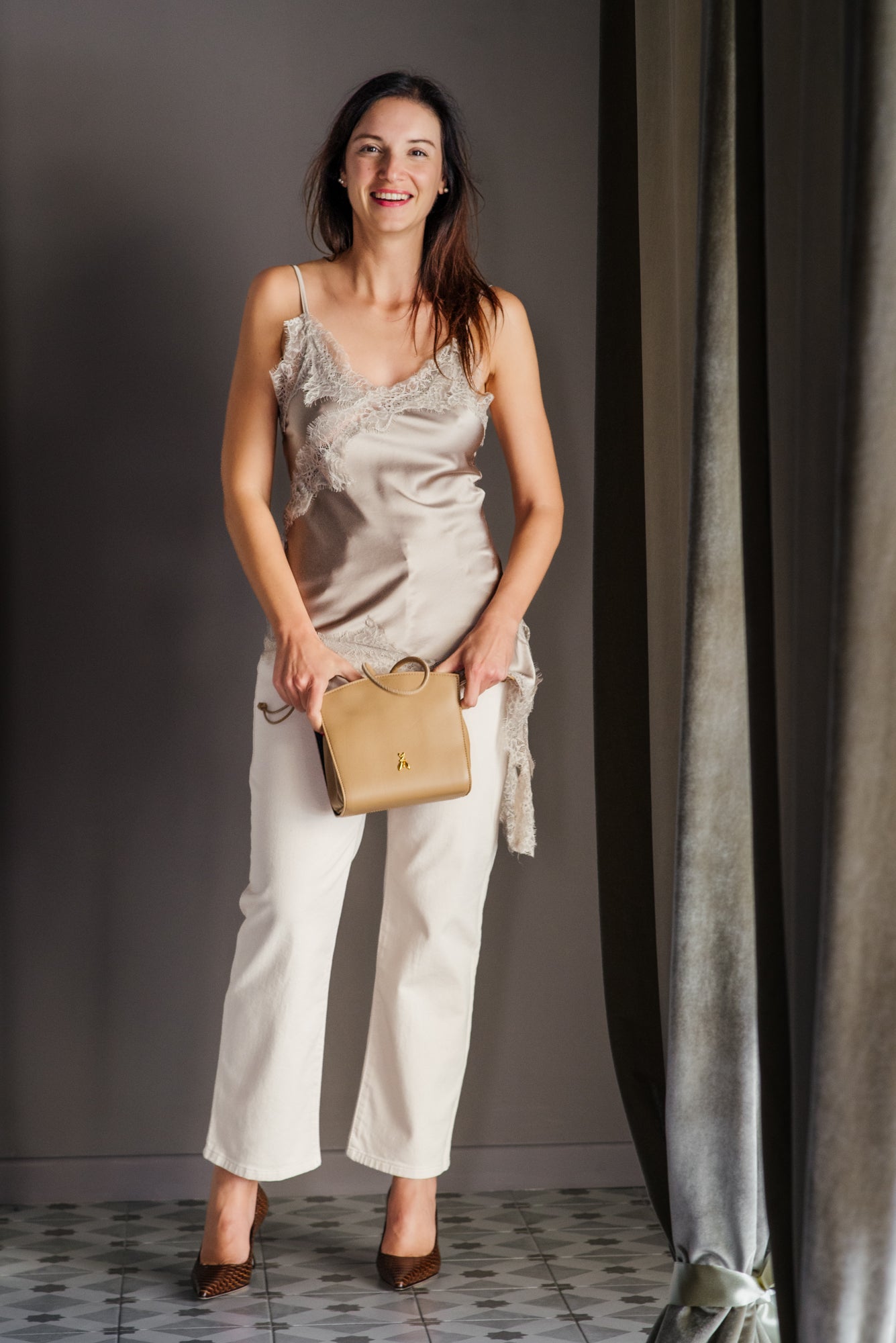 Pantalone 5 tasche in cotone Milk