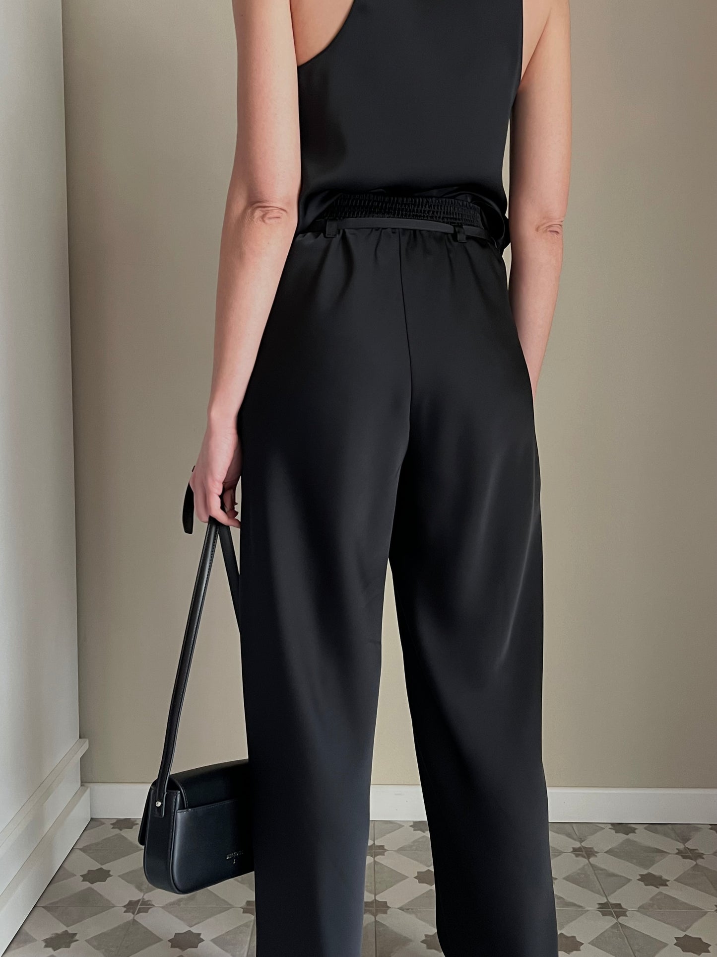 Pantaloni in raso con cinturino