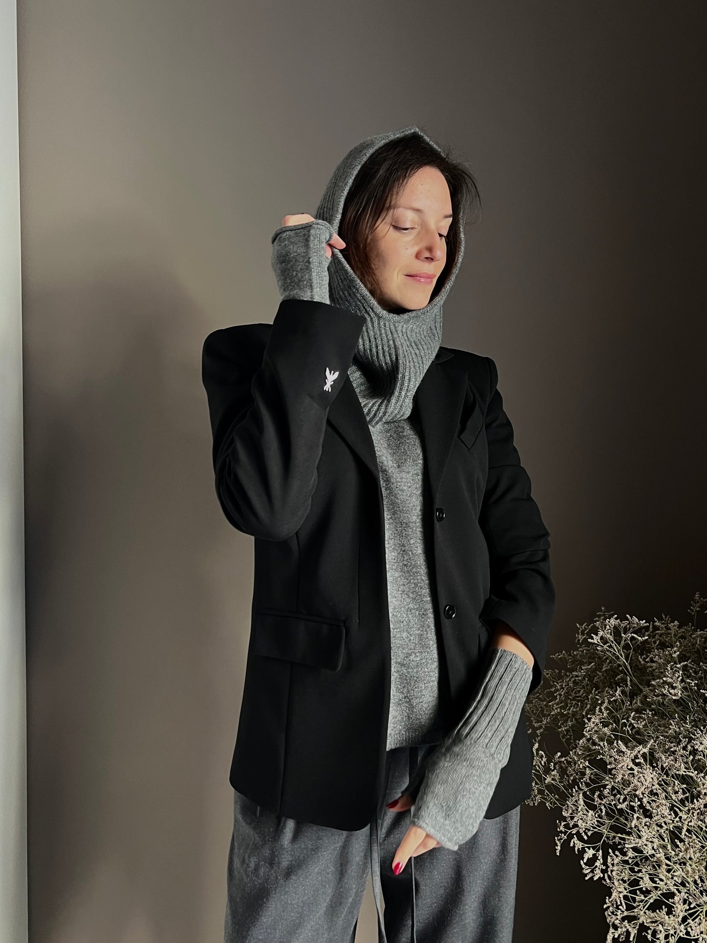 Guanto senza dita in cashmere