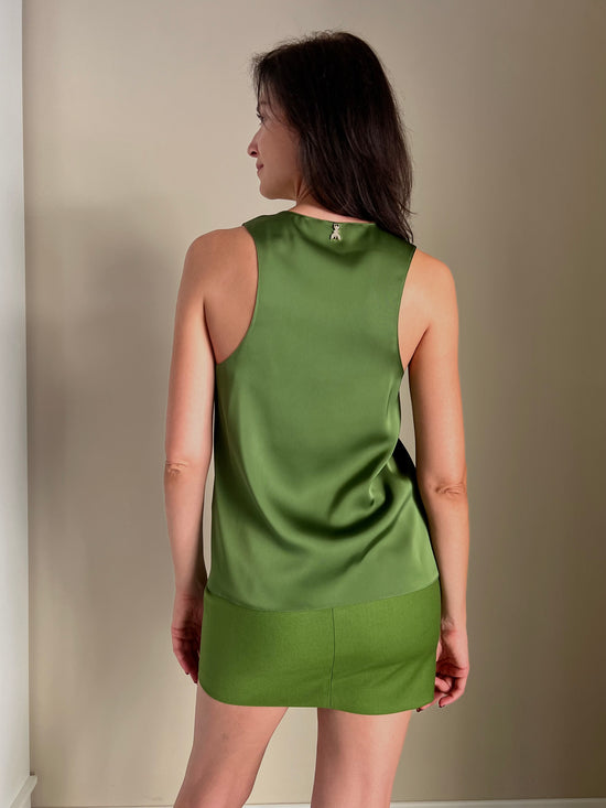 Blusa in raso lucido Green Garden