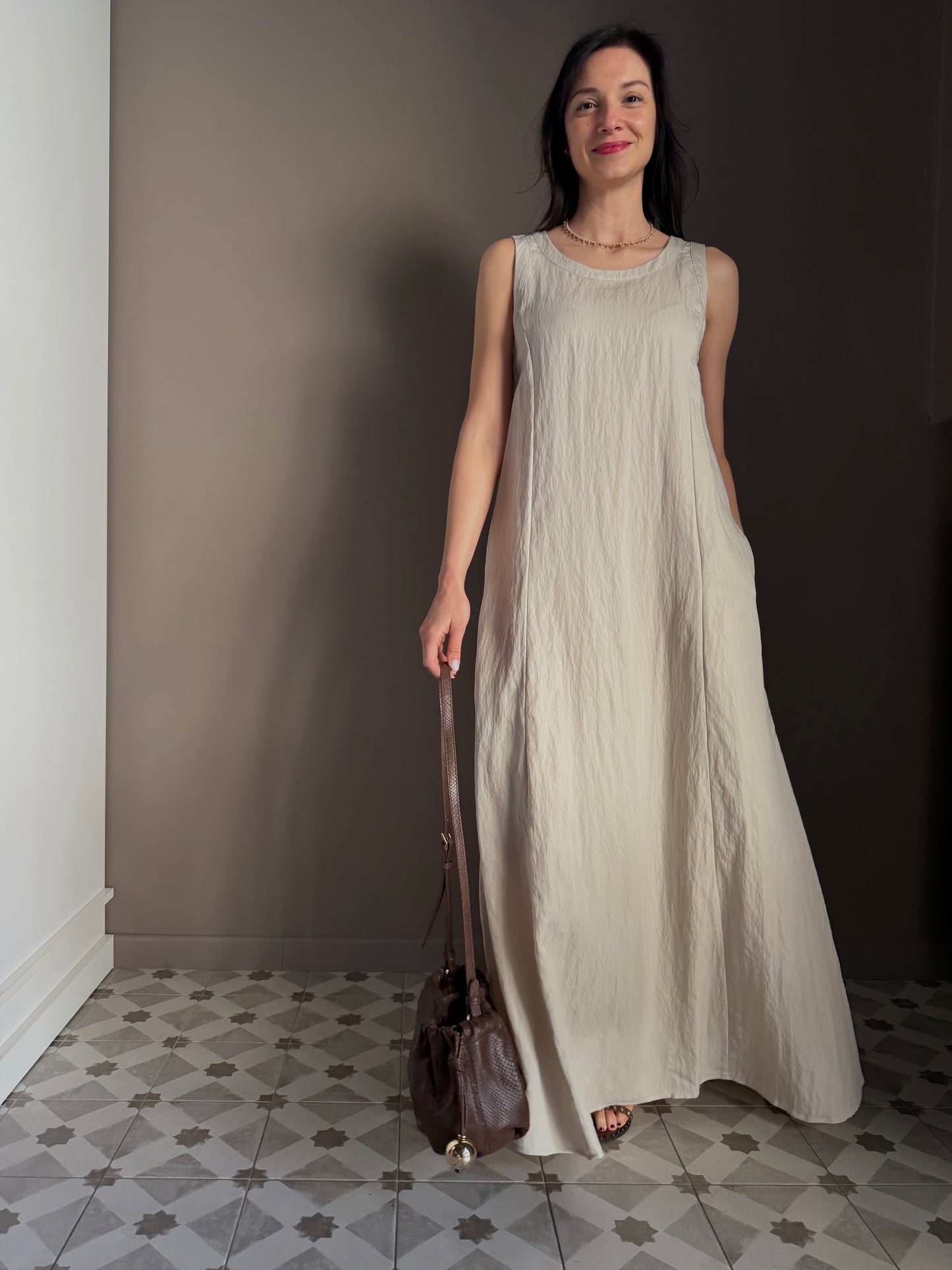 Vestito Lungo in Tessuto Strutturato – Alessia Santi