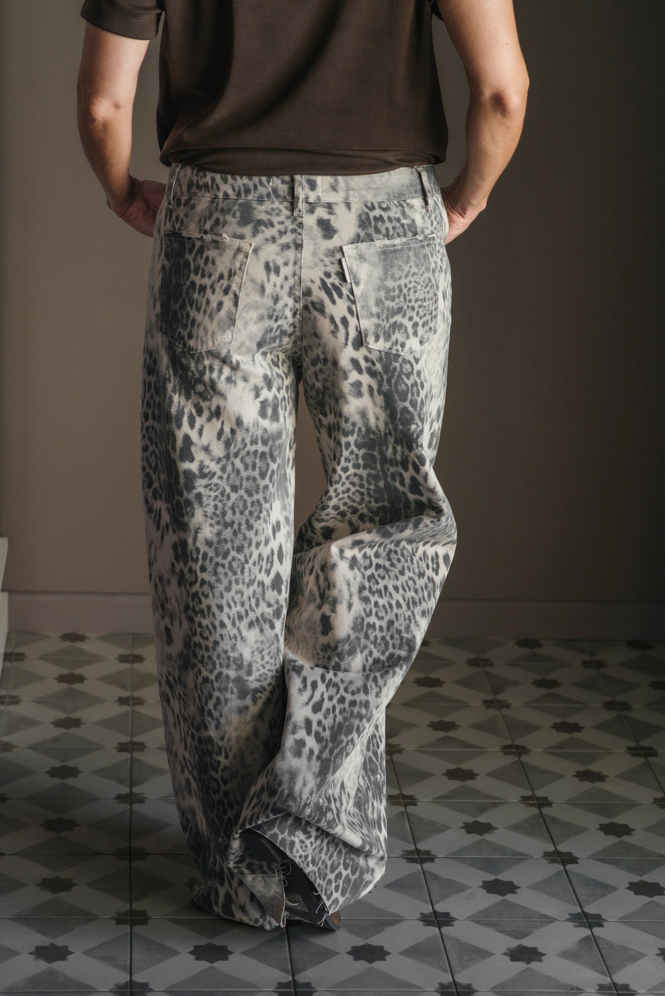 Pantalone denim stampa Leo