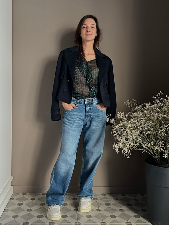 Camicia in viscosa e seta a pois