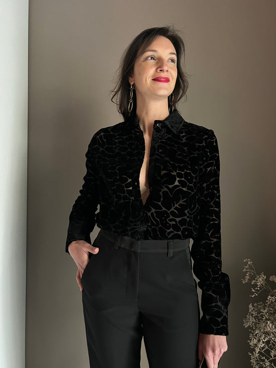 Camicia a body in velluto flocking