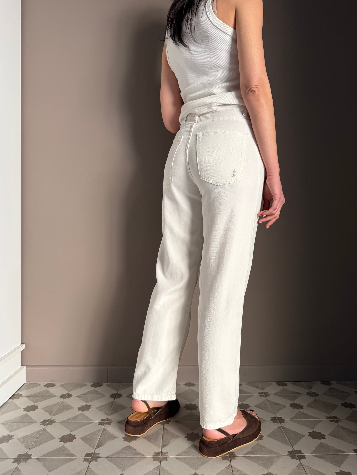 Pantalone crop in cotone bianco -Jill