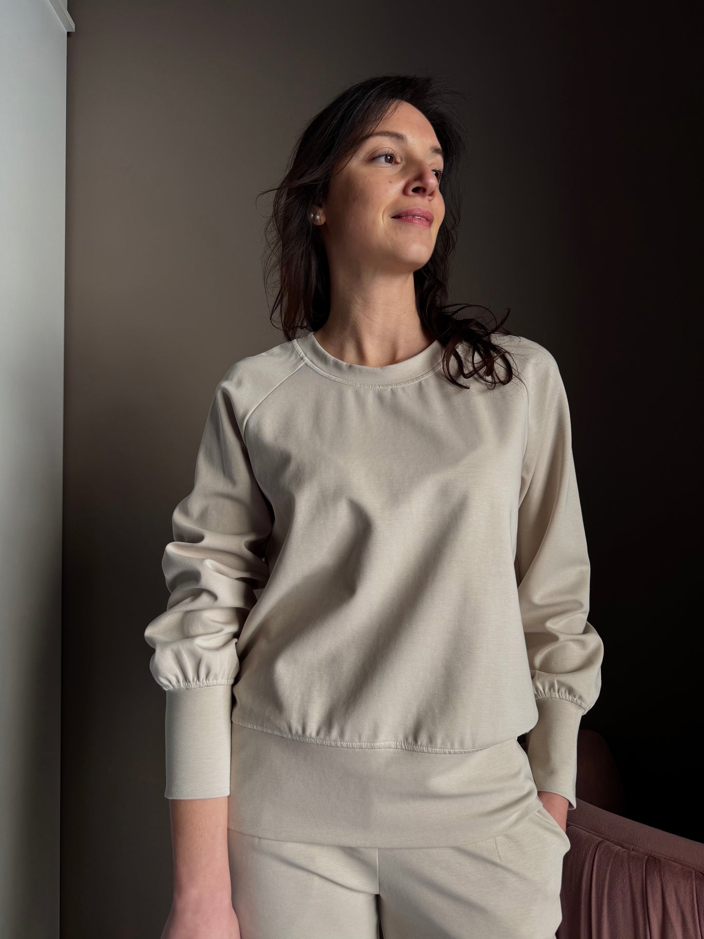 Maglia girocollo con polisino alto