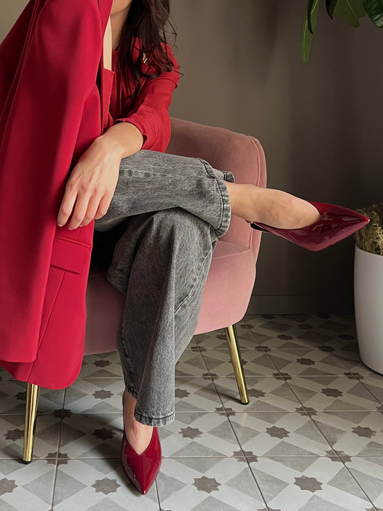 Slingback in vernice glossy Red
