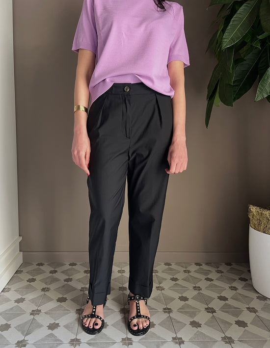 Pantalone in cotone con risvolto