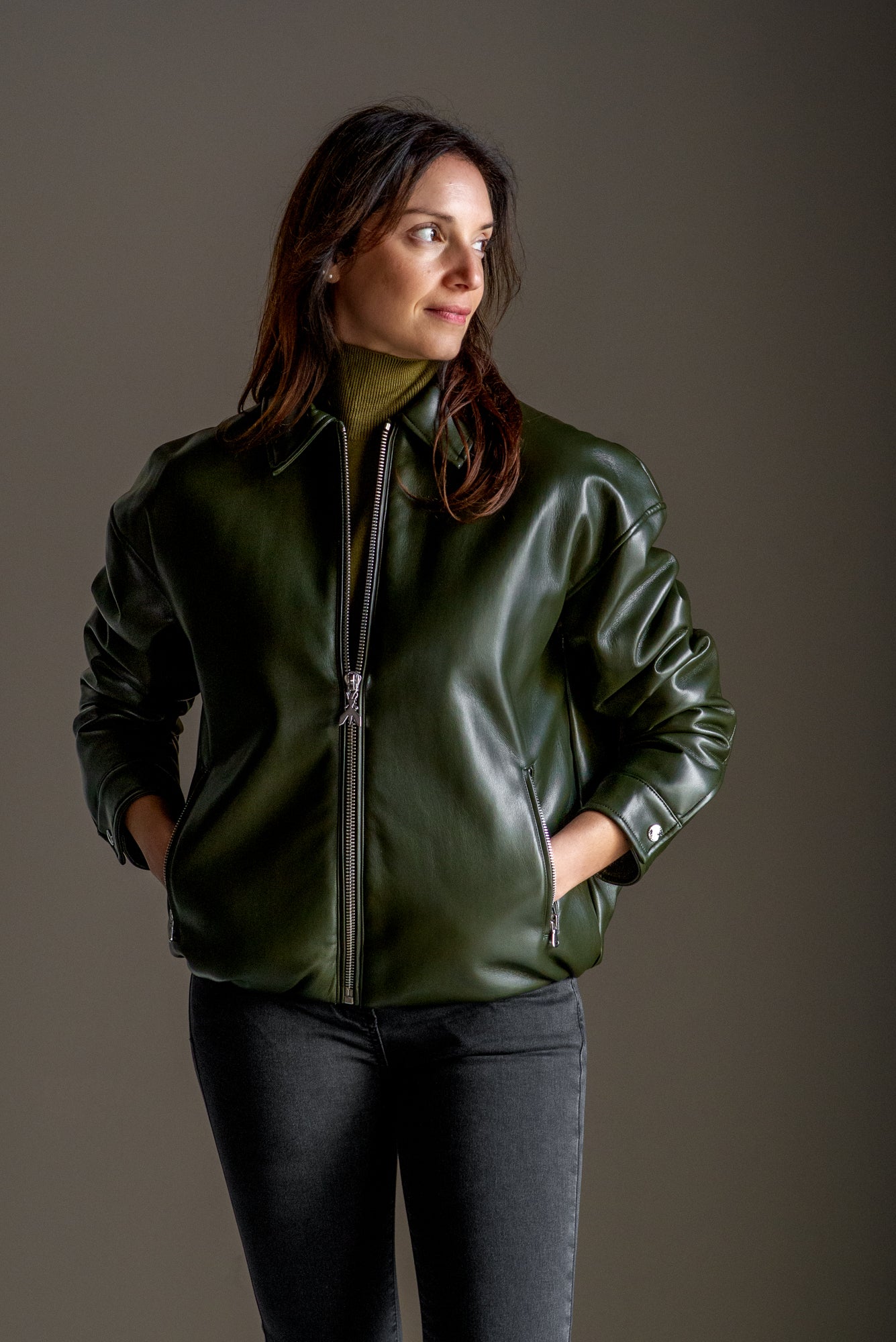Bomber in similpelle Verde Patrizia Pepe
