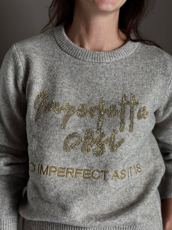 Maglia Mélange con scritta in paillettes