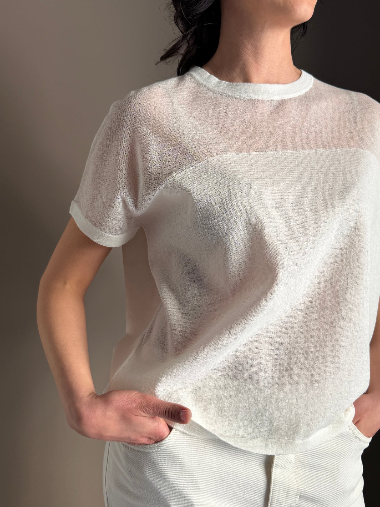Maglia in Misto Lino e Cotone – Avorio